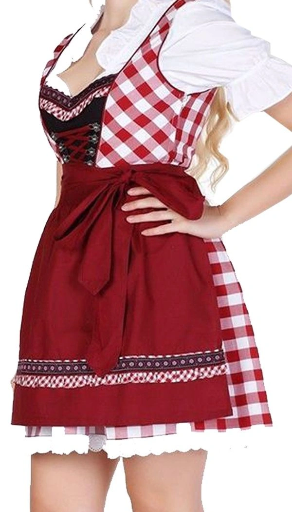 Dirndl Set Black with Red Embroidery Classic Lederhosen