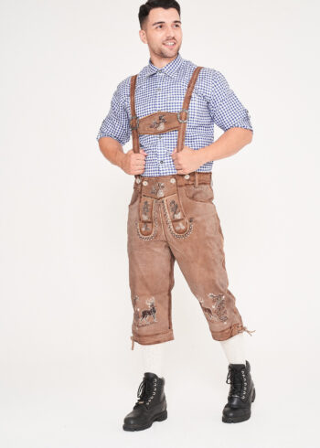 Bundhosen Knee Length Real Shaded Brown_ Side Pose View