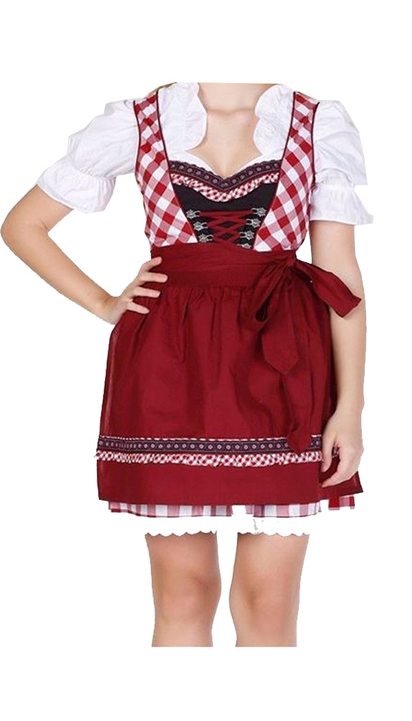 Dirndl Set Black with Red Embroidery Classic