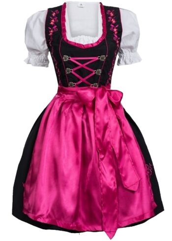 Dirndl Set Black with Pink Embroidery