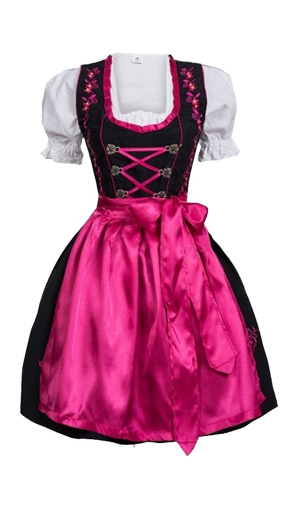 Dirndl Set Black with Pink Embroidery