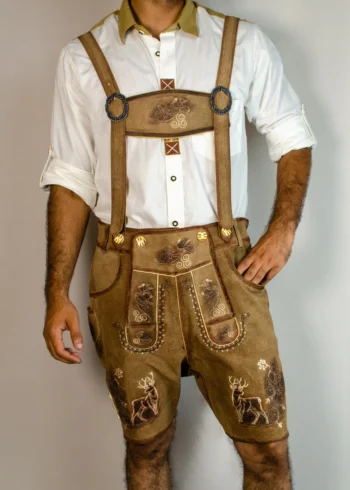 Short Lederhosen Camel Brown Deer Motif image