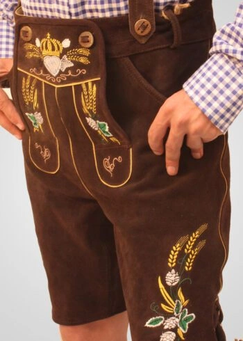 Bavarian Herren Lederhosen Dark Brown