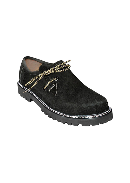 Men's black traditional Bavarian suede shoes with side laces. - Lederhosen For Sale