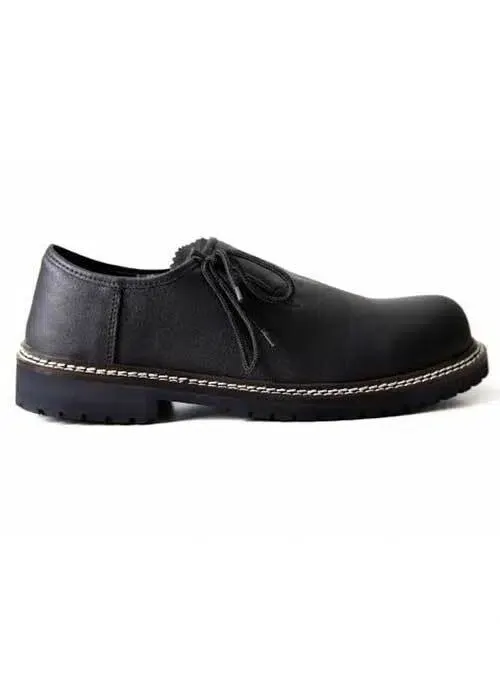 Bavarian Black Leather Shoes – Side View - Lederhosen For Sale